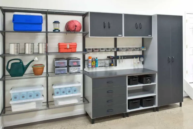 Garage storage cabinets and workrooms